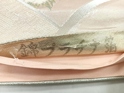 平和屋着物◎六通柄袋帯　錦プラチナ箔　立波花文　正絹　逸品　CABC1820nb