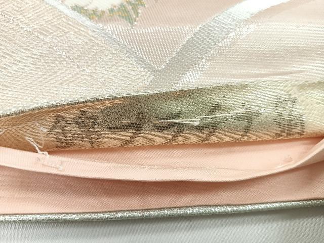 平和屋着物◎六通柄袋帯　錦プラチナ箔　立波花文　正絹　逸品　CABC1820nb