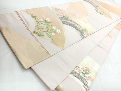 平和屋着物◎全通柄袋帯 唐織 地紙花文 金銀糸 正絹 逸品 CABC1821nb