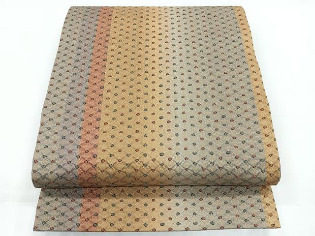 平和屋着物◎両面 六通柄袋帯 菱文 金銀糸 正絹 逸品 CABC1829nb