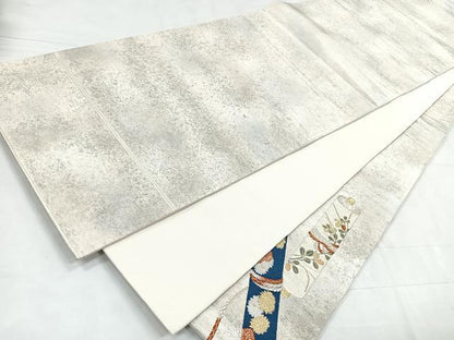 平和屋着物◎太鼓柄袋帯 唐織 絵巻花文 金銀糸 正絹 逸品 CABC1831nb