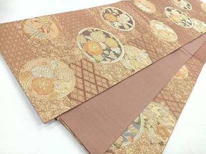 平和屋着物◎六通柄袋帯 花丸文 金銀糸 正絹 逸品 CABC1835nb