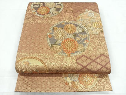 平和屋着物◎六通柄袋帯 花丸文 金銀糸 正絹 逸品 CABC1835nb