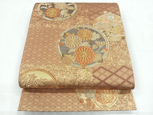 平和屋着物◎六通柄袋帯 花丸文 金銀糸 正絹 逸品 CABC1835nb