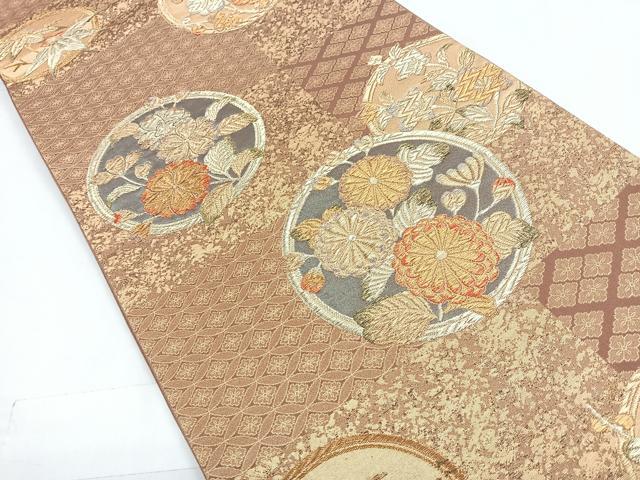 平和屋着物◎六通柄袋帯 花丸文 金銀糸 正絹 逸品 CABC1835nb