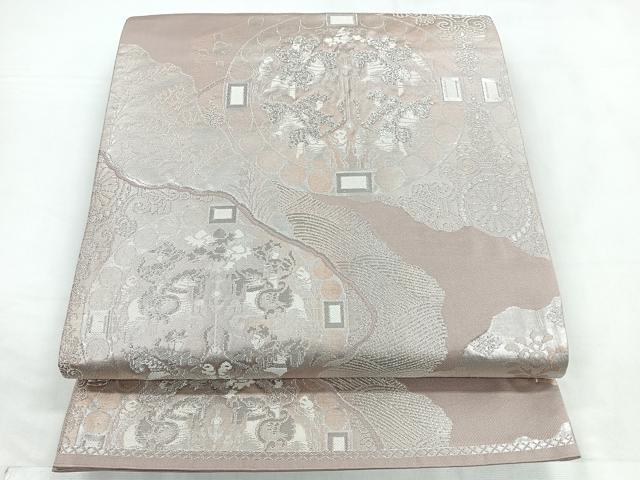 平和屋着物◎六通柄袋帯 狩猟文 銀糸 正絹 逸品 CABC1845nb
