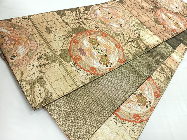 平和屋着物◎佐賀錦 六通柄袋帯 唐織 鳳凰花文 金糸 正絹 逸品 CABC1854nb