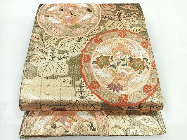 平和屋着物◎佐賀錦 六通柄袋帯 唐織 鳳凰花文 金糸 正絹 逸品 CABC1854nb