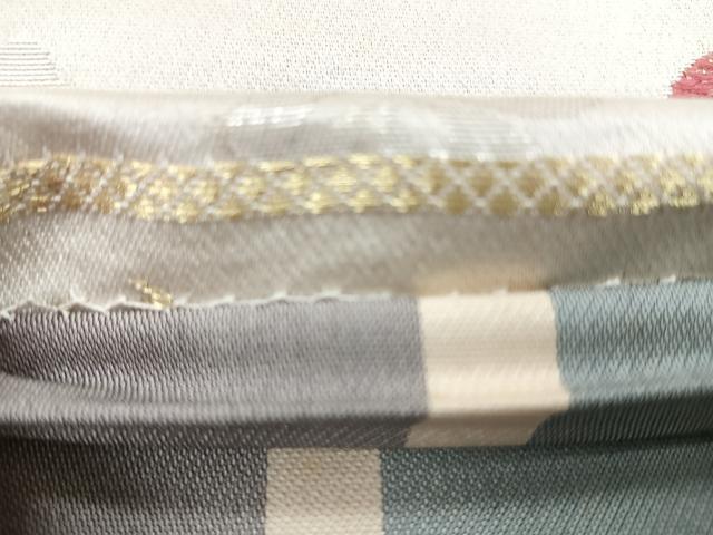 平和屋着物◎両面 六通柄袋帯 梅 松 金銀糸 正絹 逸品 CABC1872nb