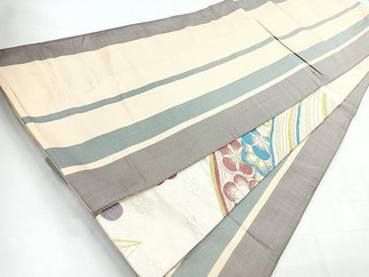 平和屋着物◎両面 六通柄袋帯 梅 松 金銀糸 正絹 逸品 CABC1872nb