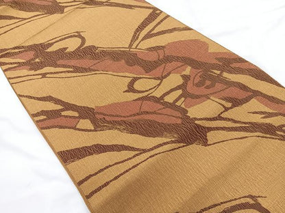 平和屋着物◎八寸名古屋帯　幾何学文　正絹　逸品　CABC1896nb