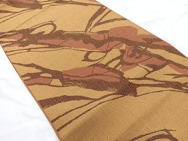 平和屋着物◎八寸名古屋帯　幾何学文　正絹　逸品　CABC1896nb