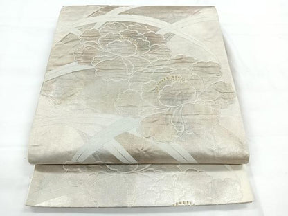 平和屋着物◎六通柄袋帯 草花文 金銀糸 正絹 逸品 CABC1903nb