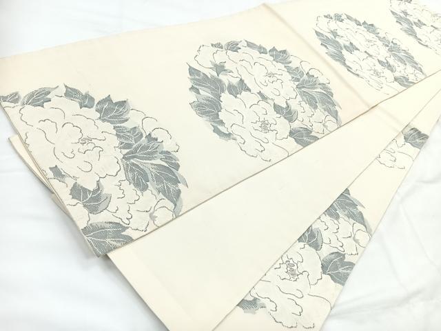 平和屋着物◎六通柄袋帯 草花文 正絹 逸品 CABC1904nb