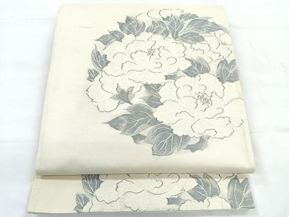 平和屋着物◎六通柄袋帯 草花文 正絹 逸品 CABC1904nb