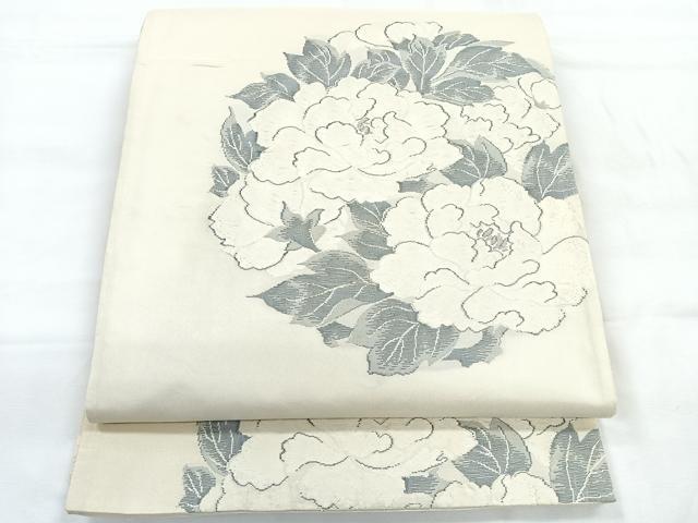 平和屋着物◎六通柄袋帯 草花文 正絹 逸品 CABC1904nb