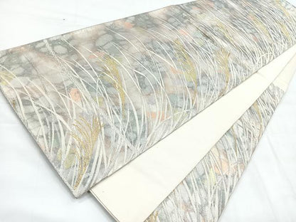 平和屋着物◎六通柄袋帯 古都の四季 銀引箔 金銀糸 正絹 逸品 CABC1905nb