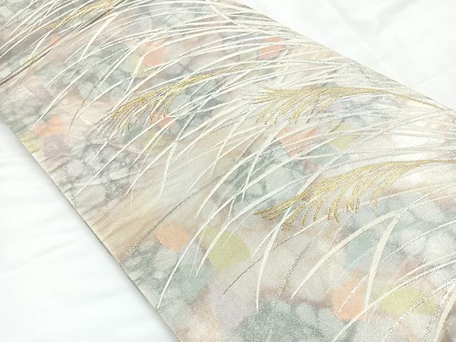 平和屋着物◎六通柄袋帯 古都の四季 銀引箔 金銀糸 正絹 逸品 CABC1905nb