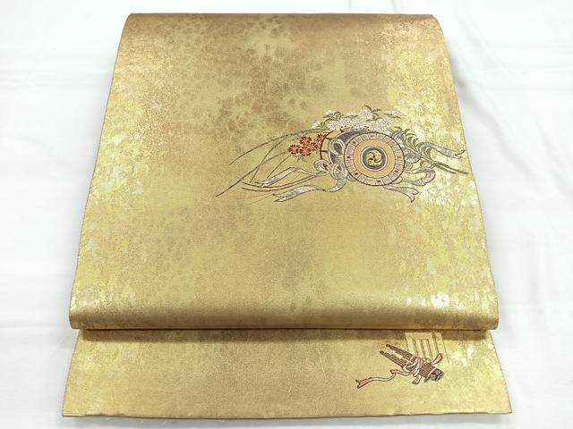 平和屋着物◎太鼓柄袋帯 花鼓 引箔 正絹 逸品 CABC1909nb