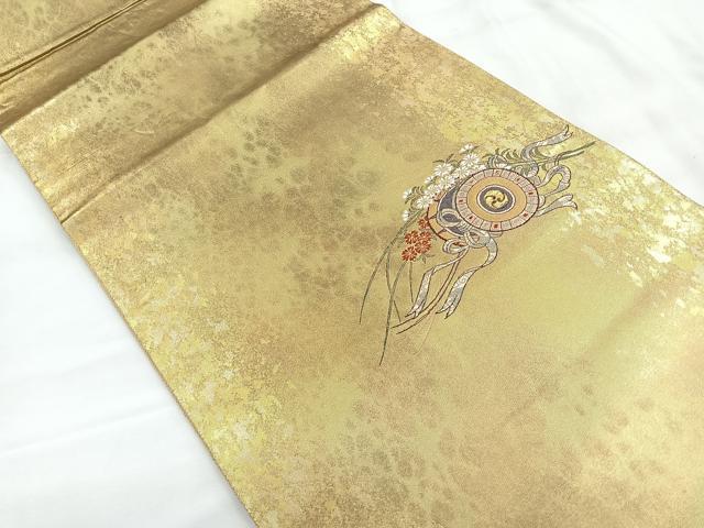 平和屋着物◎太鼓柄袋帯 花鼓 引箔 正絹 逸品 CABC1909nb
