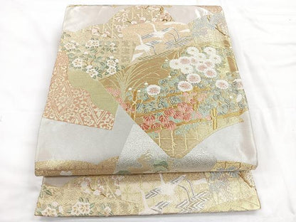 平和屋着物◎六通柄袋帯 創作 笹岡秀水 琳派写 金銀糸 正絹 逸品 CABC1911nb