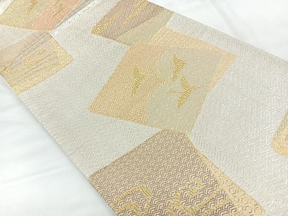 平和屋着物◎六通柄袋帯 飛鶴文 金銀糸 正絹 逸品 CABC1915nb
