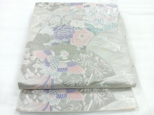 平和屋着物◎六通柄袋帯 唐織 鳳凰花文 銀糸 正絹 逸品 CABC1916nb