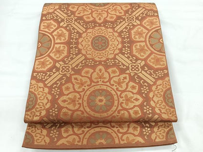 平和屋着物◎六通柄袋帯 正倉院花文 正絹 逸品 CABC1924nb