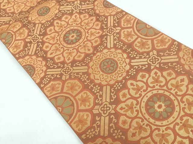 平和屋着物◎六通柄袋帯 正倉院花文 正絹 逸品 CABC1924nb
