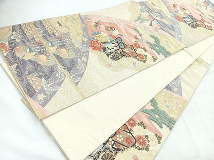 平和屋着物◎六通柄袋帯 唐織 九百錦 慶長鴛鴦文 金糸 正絹 逸品 CABC1926nb