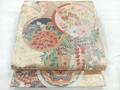 平和屋着物◎佐賀錦　六通柄袋帯　慶長　金銀糸　正絹　逸品　CABC1928nb