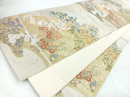 平和屋着物◎六通柄袋帯　唐織　風景文　金銀糸　正絹　逸品　CABC1929nb