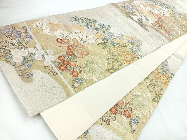 平和屋着物◎六通柄袋帯　唐織　風景文　金銀糸　正絹　逸品　CABC1929nb