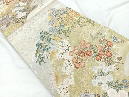平和屋着物◎六通柄袋帯　唐織　風景文　金銀糸　正絹　逸品　CABC1929nb