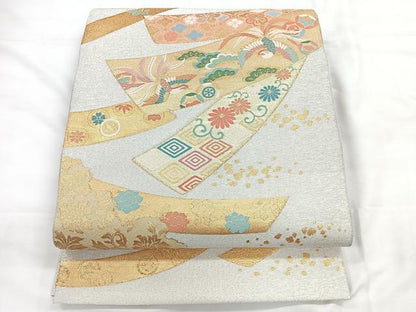 平和屋着物◎太鼓柄袋帯　綴れ　鳳凰花文　金銀糸　正絹　逸品　CABC1930nb