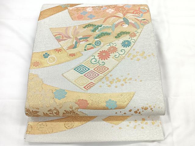 平和屋着物◎太鼓柄袋帯　綴れ　鳳凰花文　金銀糸　正絹　逸品　CABC1930nb