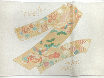 平和屋着物◎太鼓柄袋帯　綴れ　鳳凰花文　金銀糸　正絹　逸品　CABC1930nb