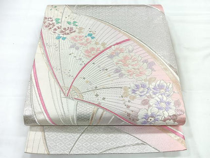 平和屋着物◎六通柄袋帯　唐織　流水花文　金銀糸　正絹　逸品　CABC1933nb