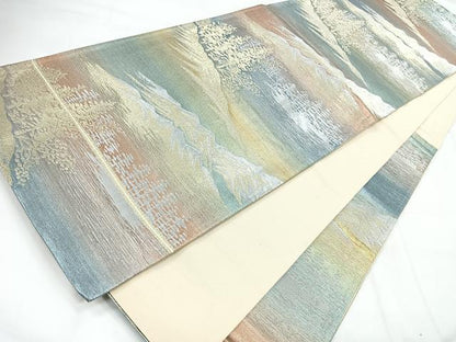 平和屋着物◎六通柄袋帯 樹林文 金銀糸 正絹 逸品 CABC1936nb