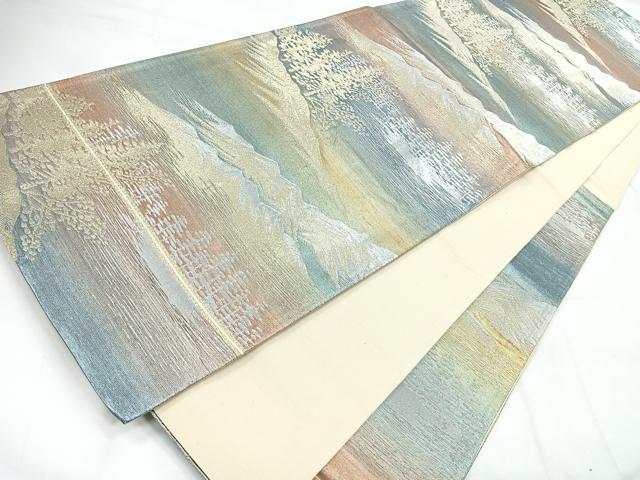 平和屋着物◎六通柄袋帯 樹林文 金銀糸 正絹 逸品 CABC1936nb
