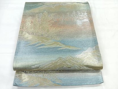 平和屋着物◎六通柄袋帯 樹林文 金銀糸 正絹 逸品 CABC1936nb