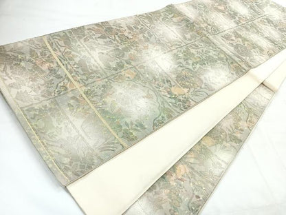 平和屋着物◎六通柄袋帯 動物更紗花文 金銀糸 引箔 正絹 逸品 CABC1948nb