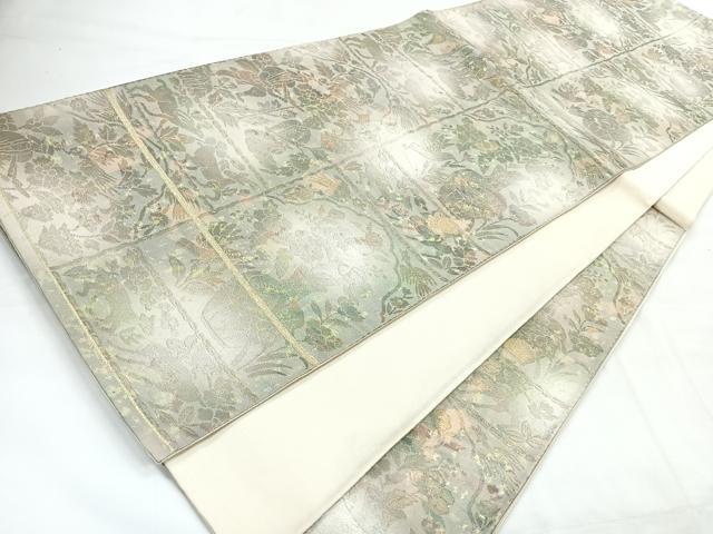 平和屋着物◎六通柄袋帯 動物更紗花文 金銀糸 引箔 正絹 逸品 CABC1948nb