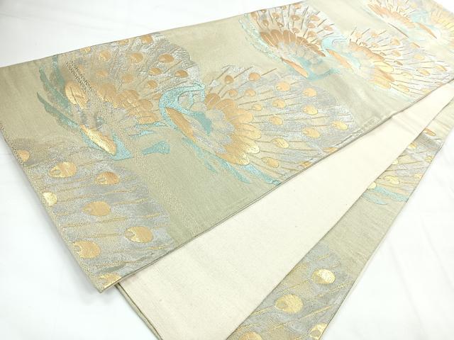 平和屋着物◎六通柄袋帯 孔雀文 金糸 正絹 逸品 CABC1949nb