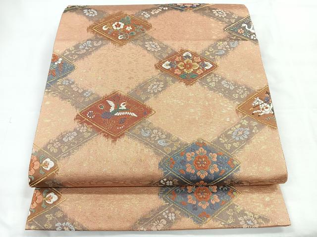 平和屋着物◎六通柄袋帯 唐織 飛鶴文 金糸 正絹 逸品 CABC1950nb
