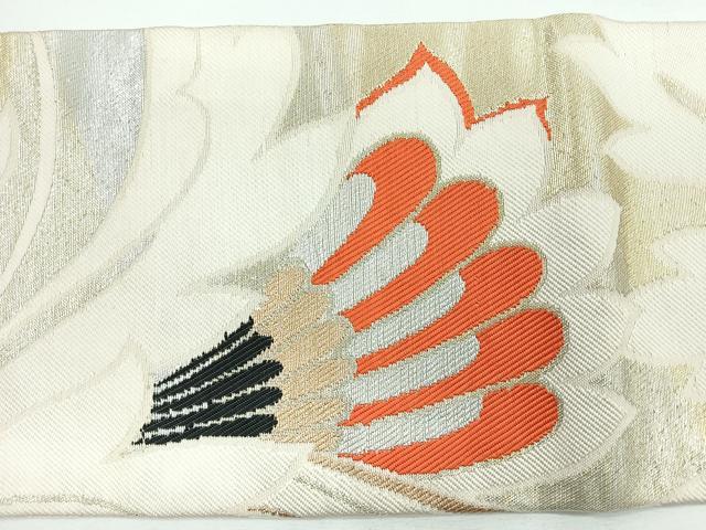 平和屋着物◎九寸名古屋帯 更紗花文 金銀糸 正絹 逸品 CABC1951nb