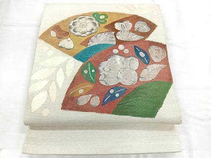平和屋着物◎太鼓柄袋帯　紬地　辻が花　正絹　逸品　CABC1955nb