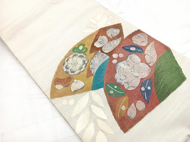平和屋着物◎太鼓柄袋帯　紬地　辻が花　正絹　逸品　CABC1955nb