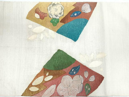 平和屋着物◎太鼓柄袋帯　紬地　辻が花　正絹　逸品　CABC1955nb