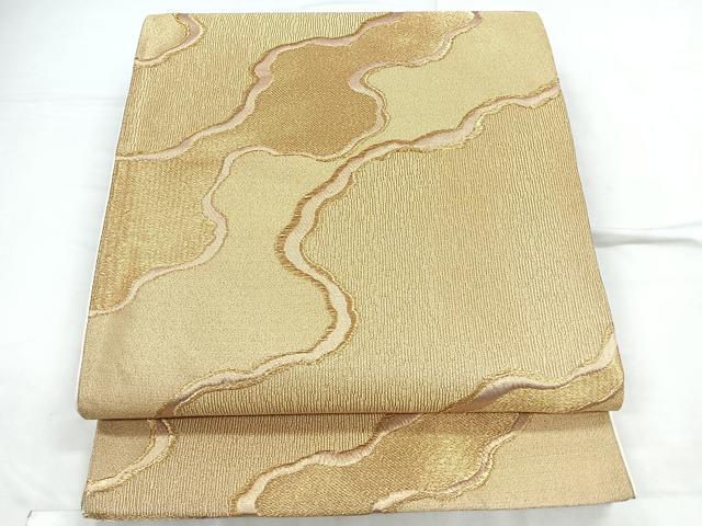 平和屋着物◎六通柄袋帯 霞文 金糸 正絹 逸品 CABC1969nb